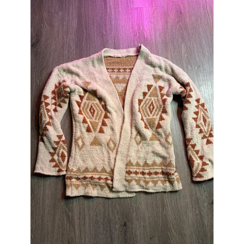 New In Southwestern Aztec Knit Cardigan Cream Tan Brown Boho Western